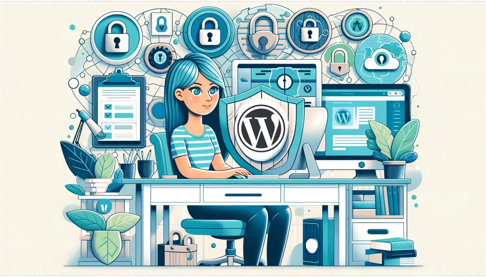 IT specialist implementing WordPress Security Best Practices on a shielded workstation.