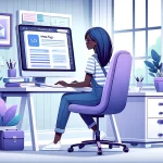 Content creator studying WordPress SEO Basics on a computer in a tranquil workspace.