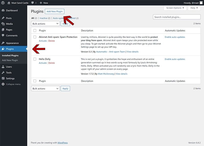 Installing wordpress plugins