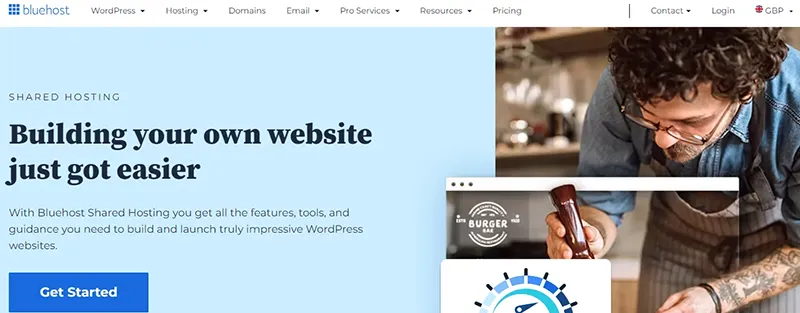 Bluehost home page screenshot wordpress web hosting