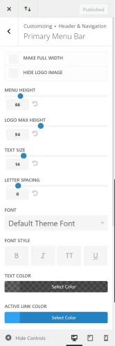 divi primary menu settings screenshot